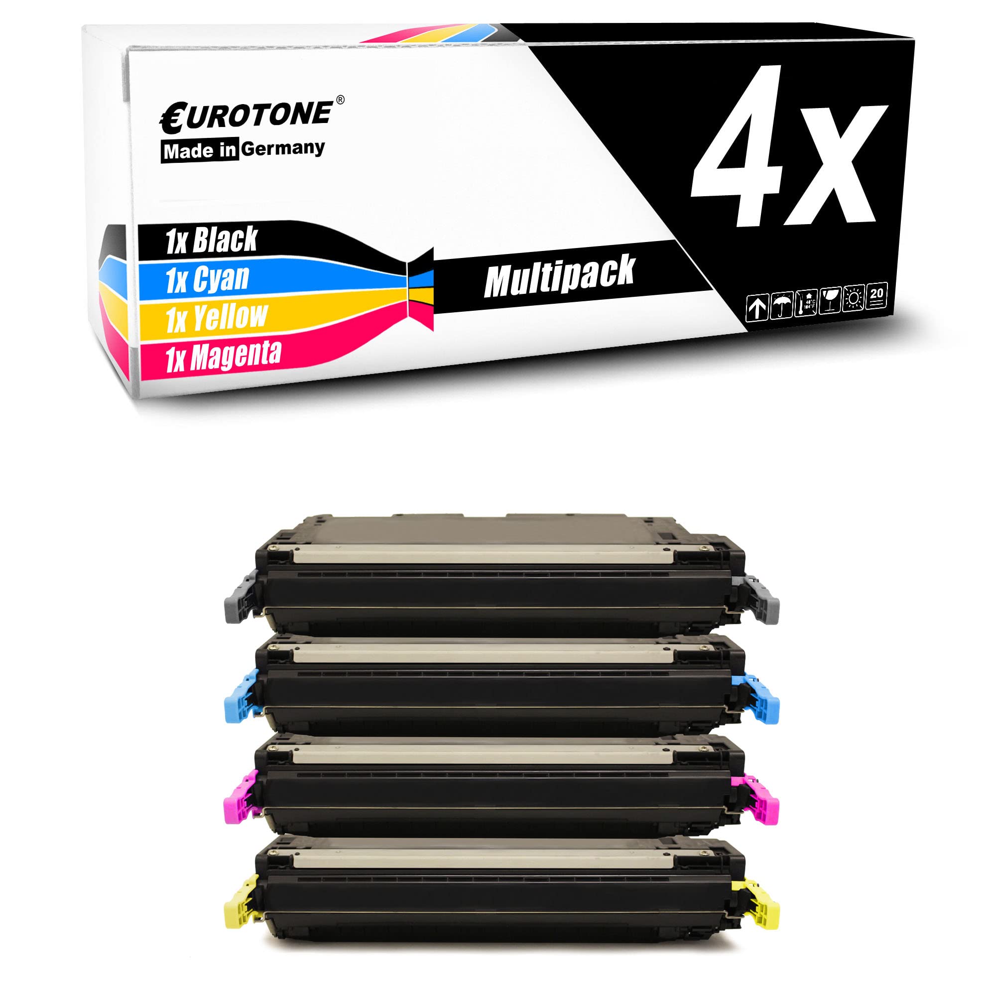 Eurotone Kartridż do drukarek, kompatybilny z HP Color Laserjet 3800 DN N, zamiennik kartridży Q7580A Q7581A Q7582A Q7583A w zestawie ekonomicznym - kompatybilna alternatywa zestawu premium - Non OEM