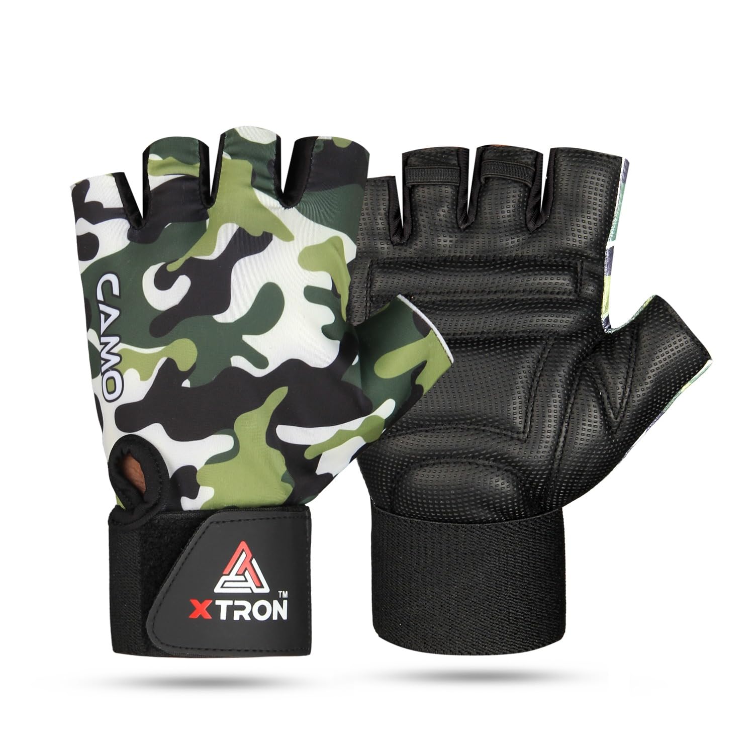 XTRON Gym Gloves Weight Lifting Fitness Gloves Men & Women for Workout, Training, Exercise, Cycling Gloves, Bike Sports Gloves (Pro Treno DX 067) (Camo Black)-image-19