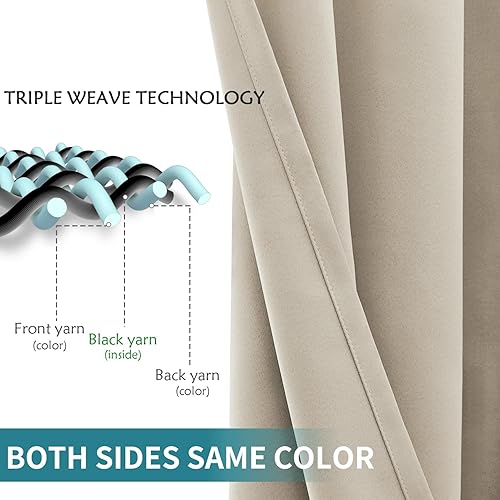 Miniatura 7 de BGment Cortinas para oscurecer la habitación de 63 pulgadas de largo, cortinas con aislamiento térmico con ojales, cortinas de tratamiento de