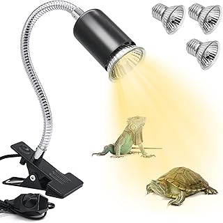 GothicBride Reptile Aquarium Heat Lamp Heat Lamp Adjustable for Aquarium Repti with 3 UVB Bulbs 25 W 50 W Temperature Control Turtle Heat Lamp with Iron Clip product image