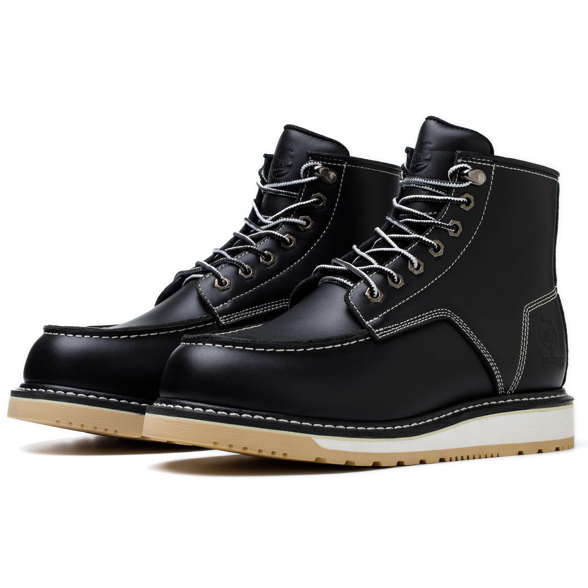 Miękkie wodoodporne modne buty robocze Goodyear-Welted Industiral & Construction 15 cm brązowe/czarne