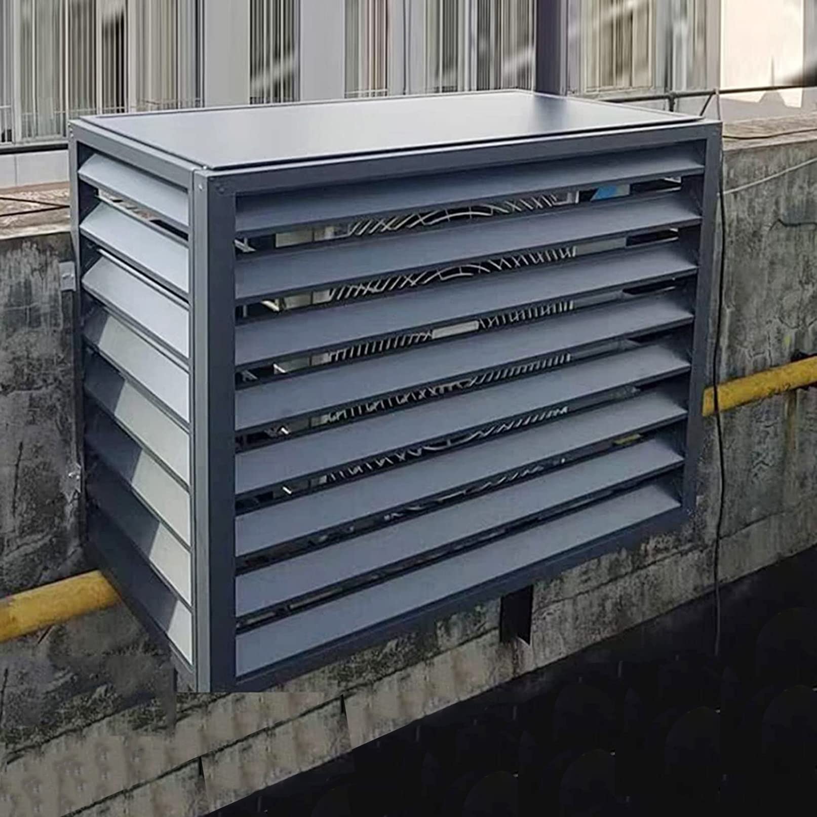 Cubierta para unidad de aire acondicionado al aire libre, protector de aire acondicionado de aluminio, resistente a la intemperie, divisor de habitación, maceta oculta para ventana y protector de