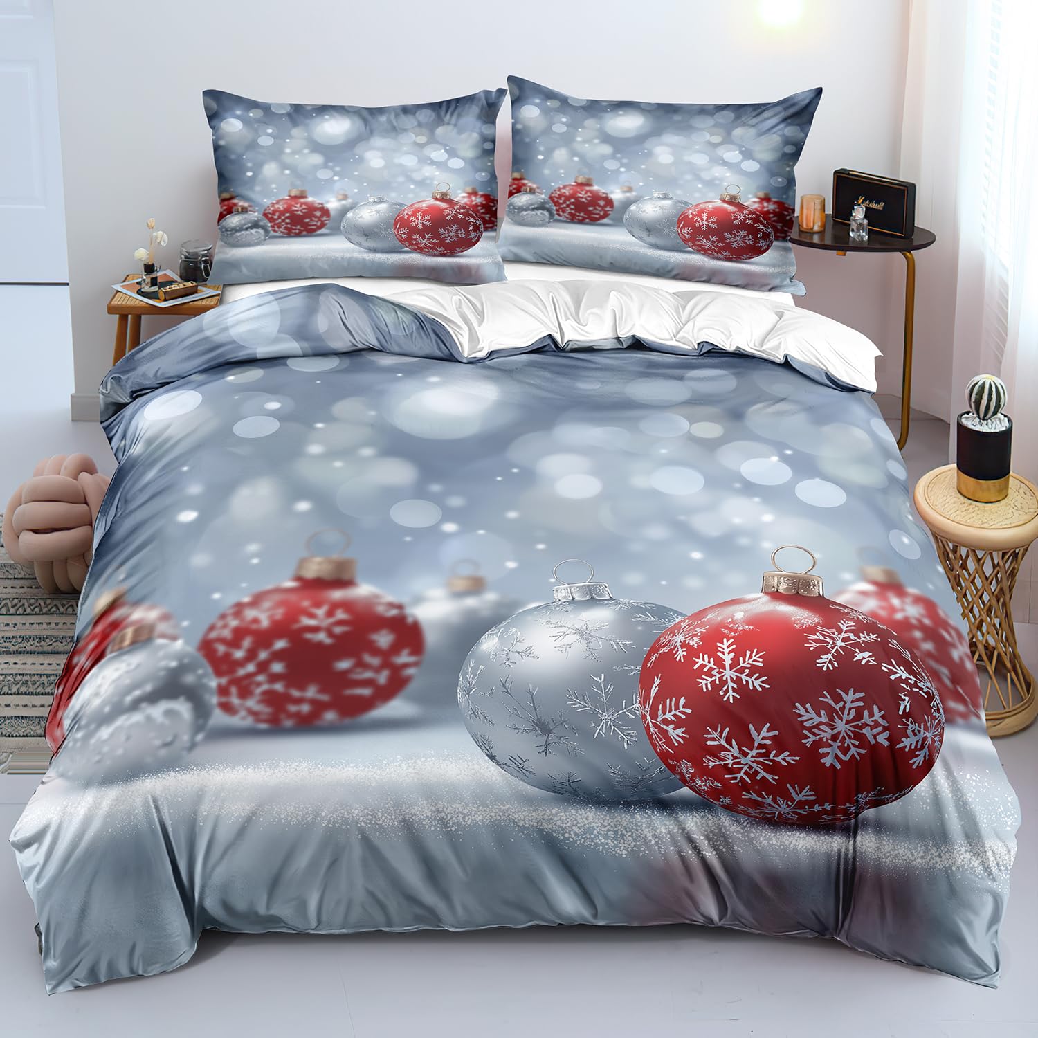 Parure de lit de Noël 240x220 grise pour sublimer une chambre