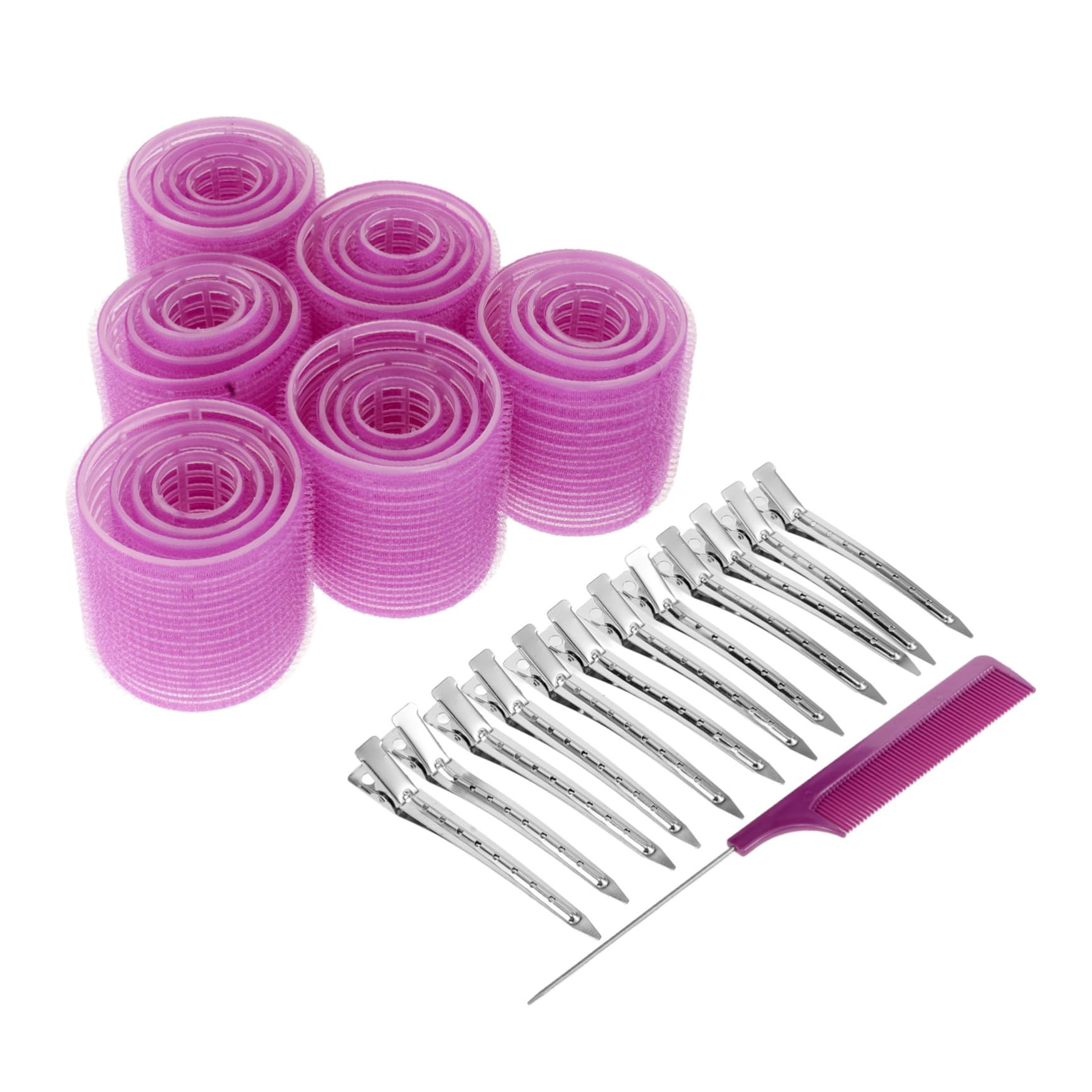WOFASHPURET 1 Set Self Grip Thermal Hair Rollers Set Jumbo Curling Rollers with Clips Styling Comb for Volume Curls Lightweight Versatile for All Hair for Long Medium