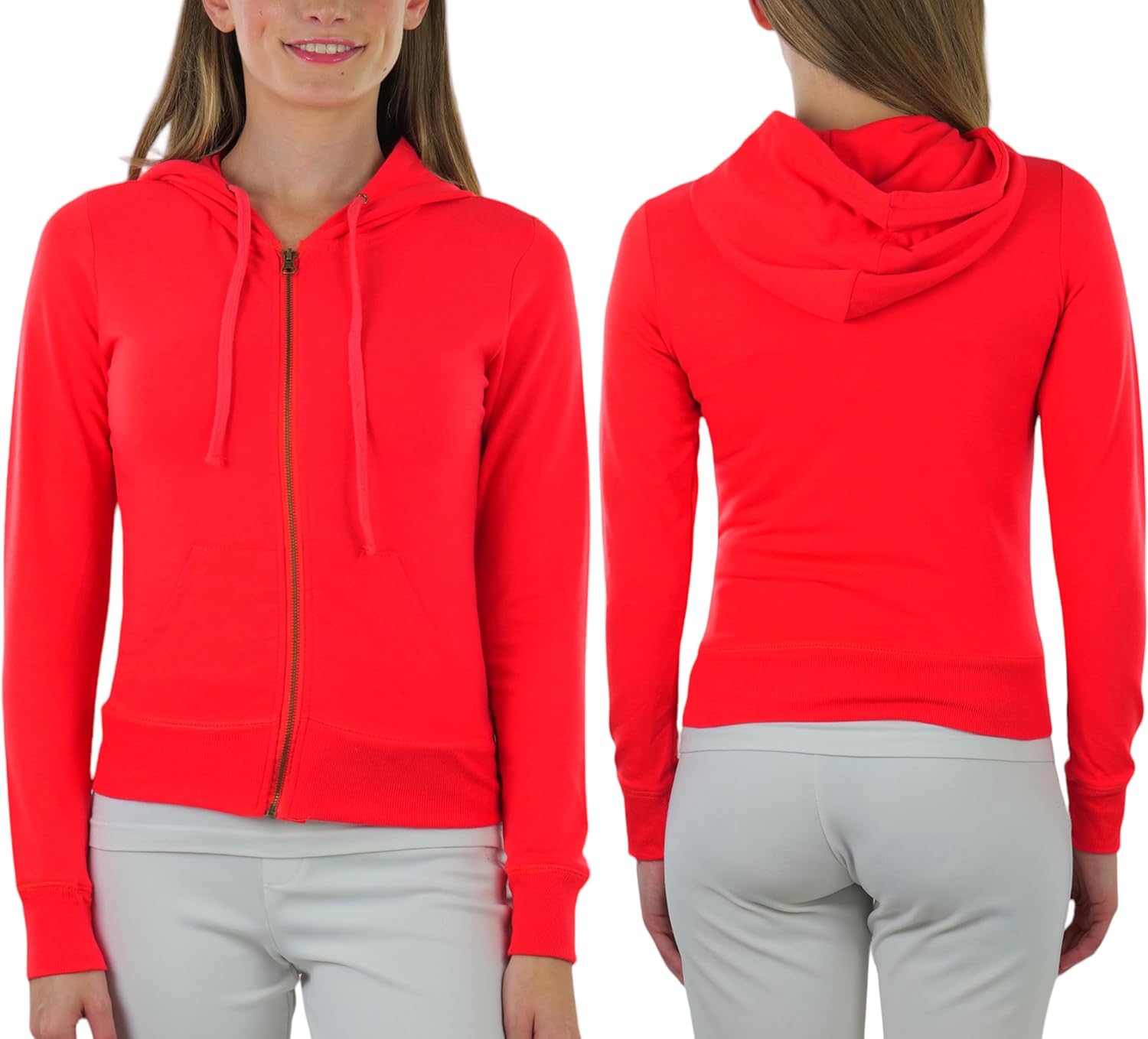 ToBeInStyle Junior's Cotton Long Sleeve Zip Up Hoodie - Image 2