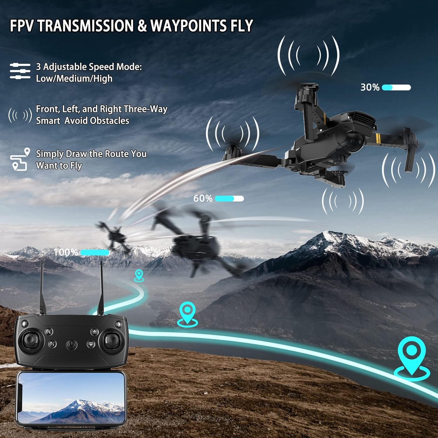 ILYPOP SHOP Drone 4K con doppia fotocamera, video live, mantenimento altitudine, decollo/atterraggio facile, 3D Flip. Ideale per principianti e professionisti. Regalo perfetto per ragazze e ragazzi