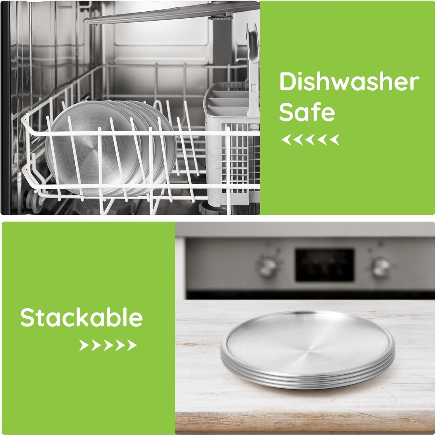 Stainless Steel Plates, 20 Pack 5.5 inch 304(18/8) Metal Food Serving Plate Set, Reusable Snack Eating Dishes Round Shatterproof Silver Dinnerware for BBQ Dinner Oven Dishwasher Safe