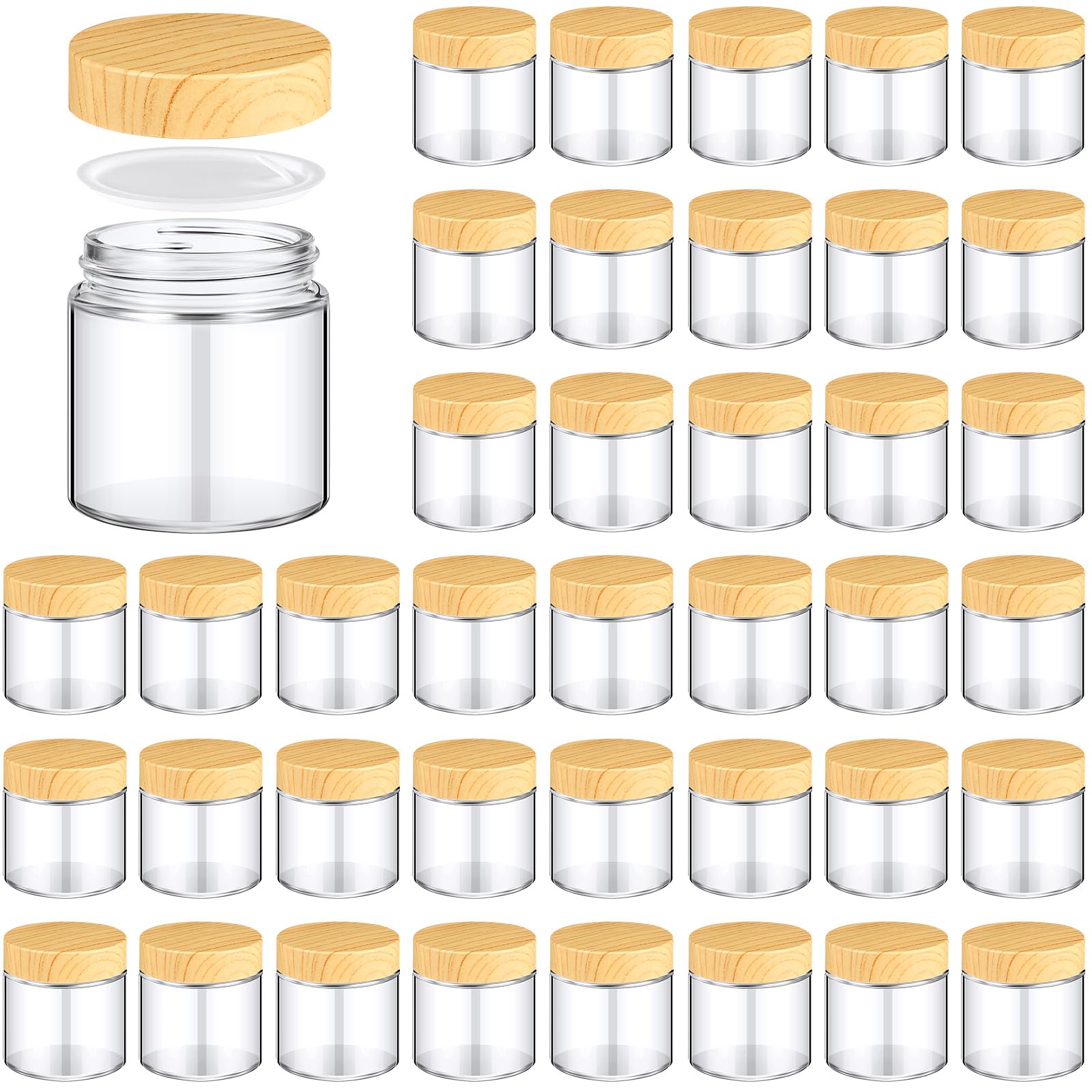 Norme 36 Pcs 4 oz Glass Jars with Lids Empty Small Glass Containers and Inner Liners Reusable Cosmetic Jars Round Airtight Bottles with Plastic