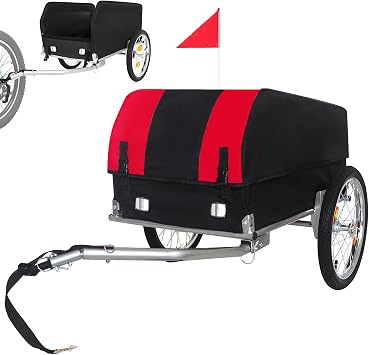 Foldable Bike Cargo Trailer, Heavy Duty Bike Trailer Cargo with Removable Cover & Stable Hook, Compact Bicycle Trailer for Camping Hauling, Fits 22"-28" Bike Wheels, 100 LBS Capacity