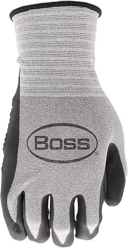 Miniatura 2 de Boss Agarre táctil para hombre con palma recubierta de nitrilo y guantes de trabajo de nailon, alta destreza, resistente al agua y a la abrasión
