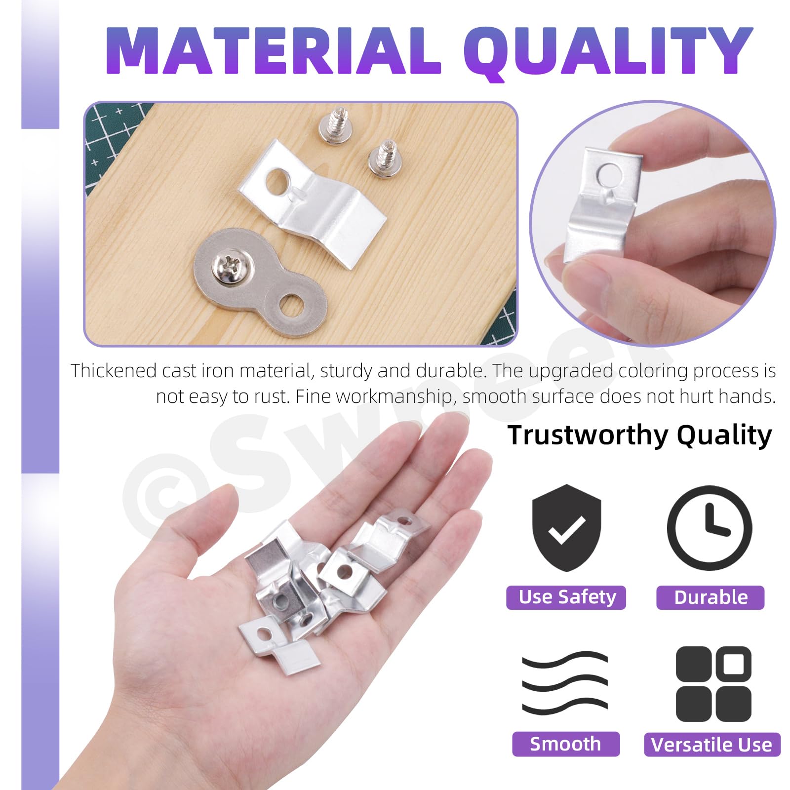Swpeet 40 works Silver 2 Styles Heavy Duty 8 Table Top Connector and Z Adjustable Corner Brackets with Matched Screws Assortment Kit - Image 3
