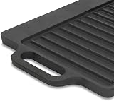 BBQ-Toro Piastra per grigliare in ghisa con maniglie | 40 x 20,5 cm | piastra reversibile, utilizzabile su ambedue le parti | rettangolare, universale e solida - 6