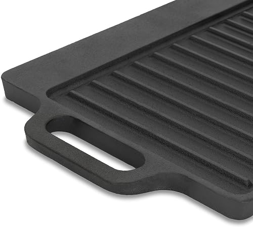 BBQ-Toro Piastra per grigliare in ghisa con maniglie | 40 x 20,5 cm | piastra reversibile, utilizzabile su ambedue le parti | rettangolare, universale e solida - 6