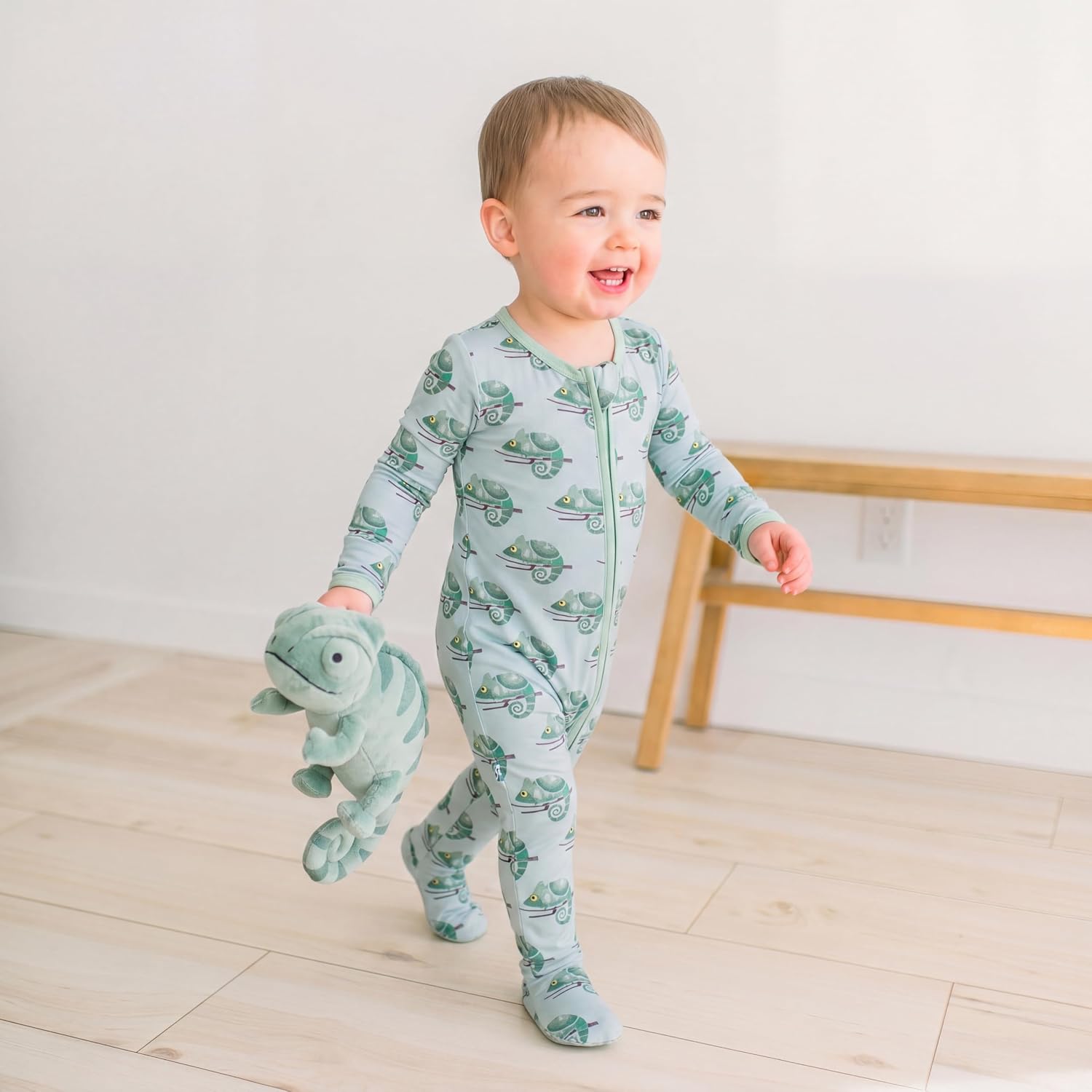 KicKee Baby & Toddler Zip Footie – Ultra-Soft Bamboo Viscose Pajamas with Flip Paws and Grippy Feet