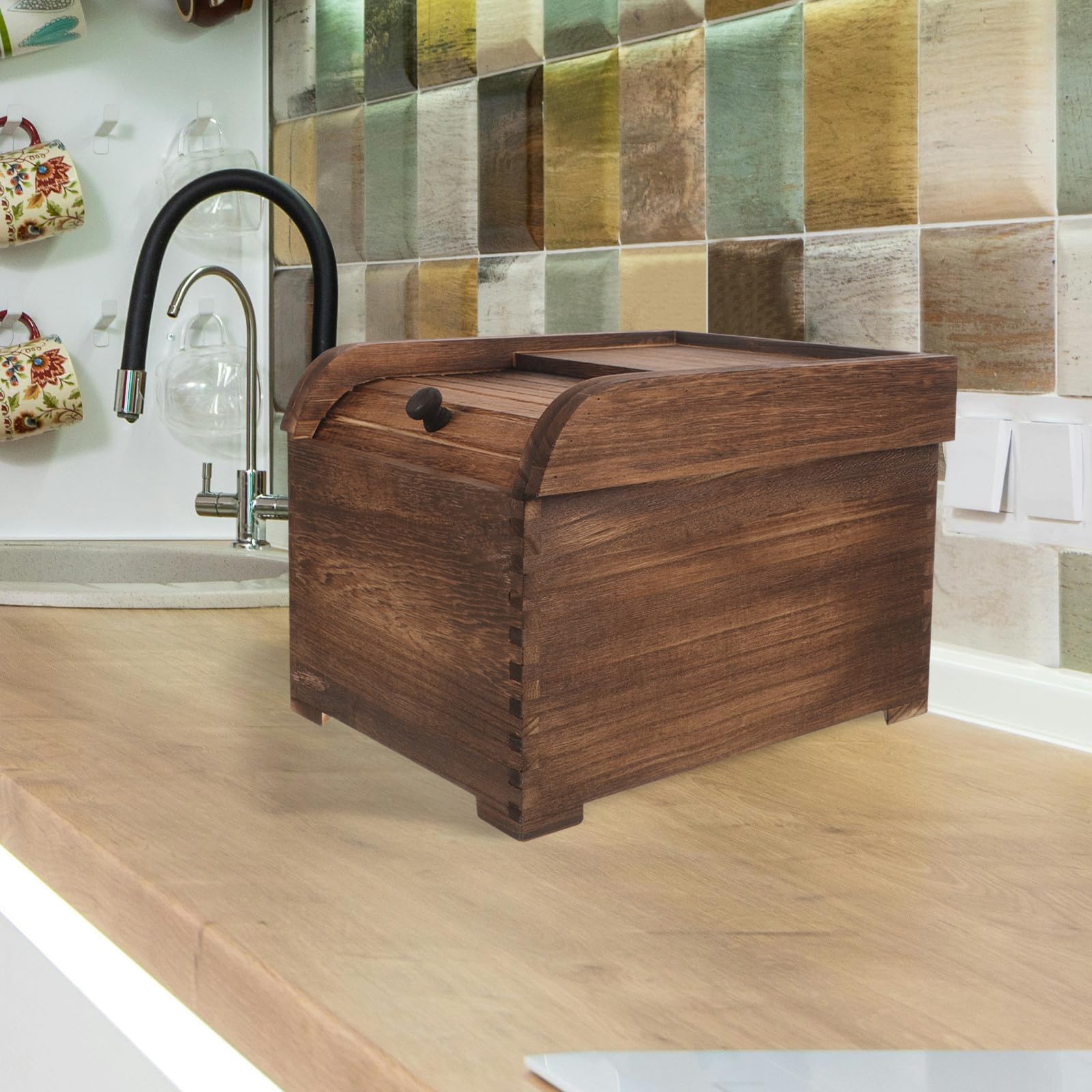 Cubo de Arroz de Madera 5kg, Cierre Fácil, Uso Cocina Hogar