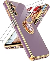 Vista 137 de LeYi para Funda de Teléfono Samsung Galaxy A13-5G: Protector de Pantalla de Vidrio Templado, Soporte Magnético Giratório de Anillo 360°, Borde Negro