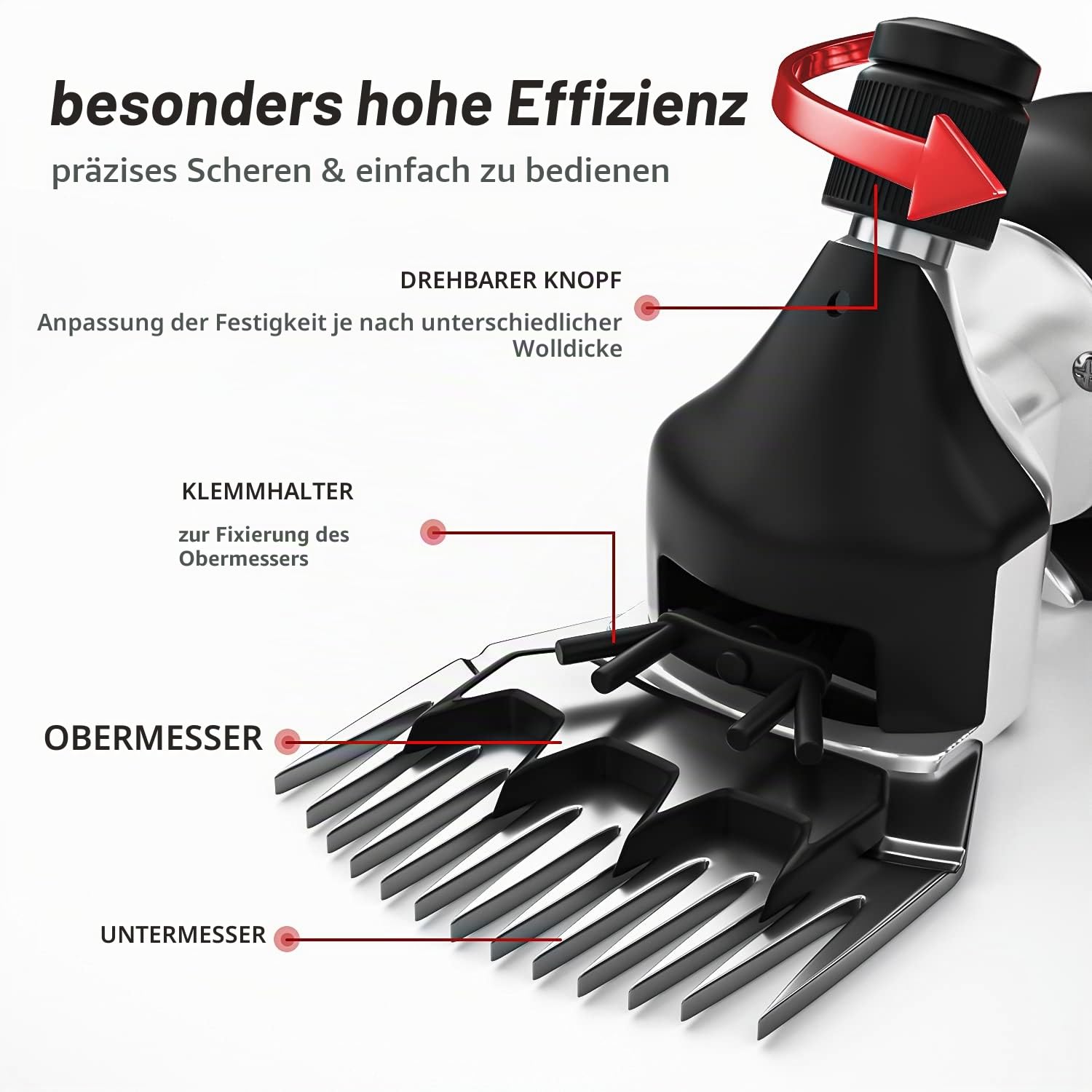 Schafschere 500W, Professionelle elektrische Schafschere, Viehpflege-Set, 6-stufige elektrische Hochleistungsschere für Tiere mit dickem Fell,Schafe Alpakas Ziegen