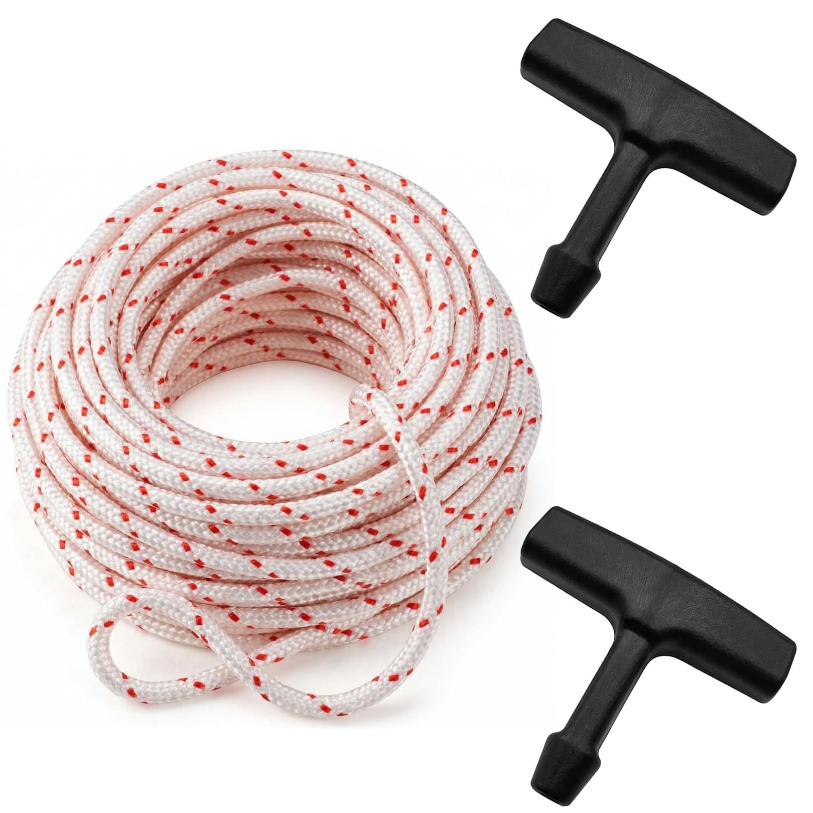 10 Meters 3.5mm Pull Cord for Lawnmower,Mower Pull Cords Replacement with 2 Handles,Recoil Starter Rope for Lawn Mowers Weed Eater,Chainsaw,Trimmer,Leaf Blower,Stihl Husqvarna Craftsman Equipment