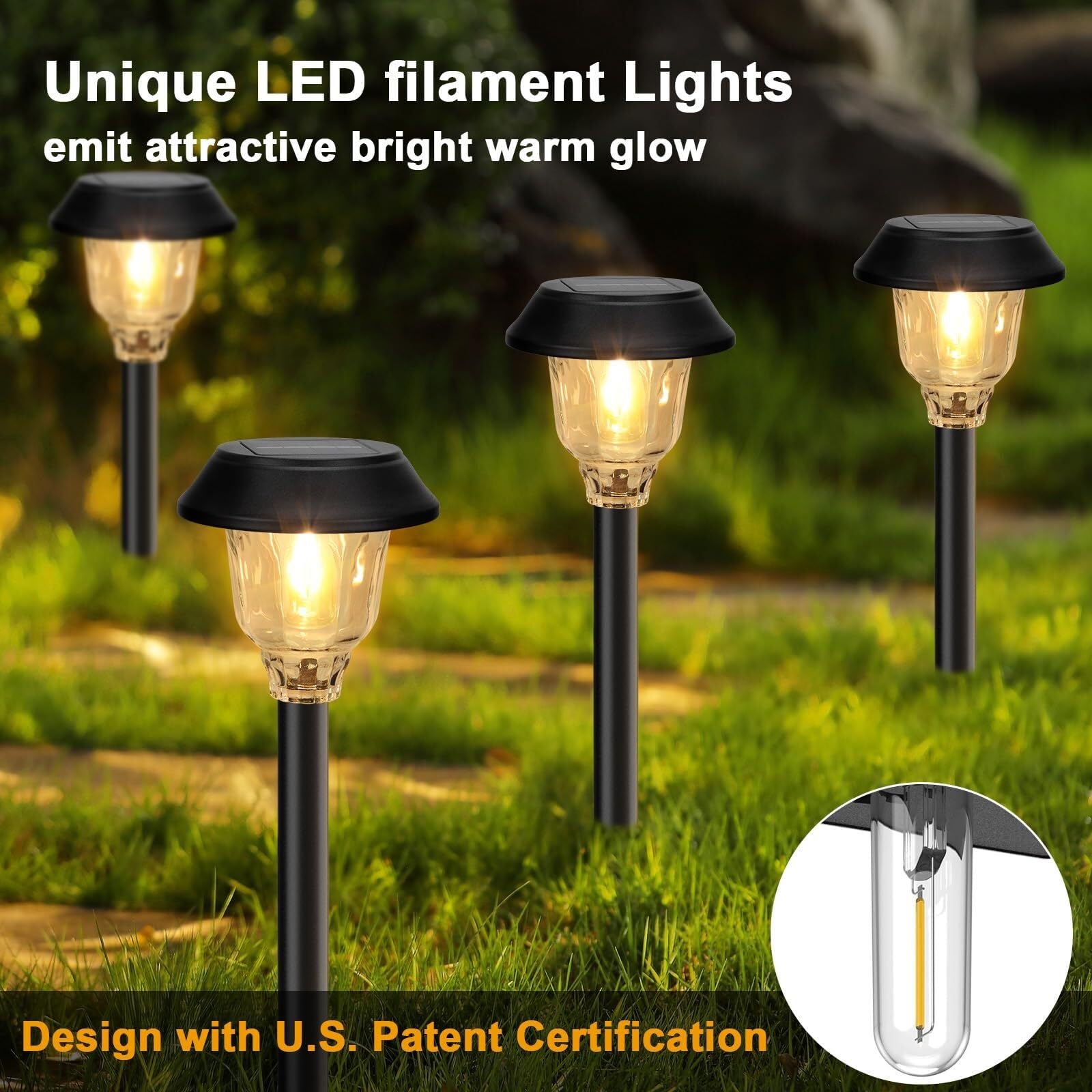 Lampa Solarna Lampy solarne zewnętrzne wodoodporne metalowe szklane jasne diody LED Zewnątrz Dekoracyjne