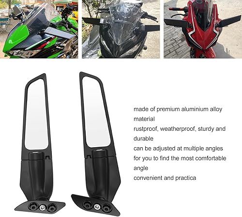 Miniatura 2 de Espejo retrovisor para motocicleta, 1 par de espejo modificado para motocicleta, ala de viento con visión amplia, espejos laterales giratorios