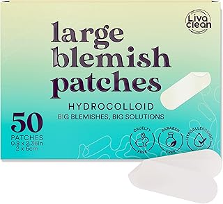(50 Count) LivaClean Large Hydrocolloid Patches - Spot Treatment - For Large Spots - Absorbs Oil, Covers Marks and Spots - Hydrocolloid Strips Skin Care Products, Transparent