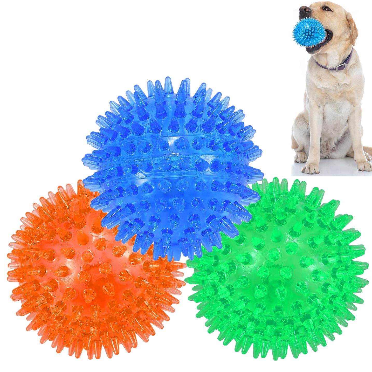 qisheng 3Pcs Squeaky Dog Ball