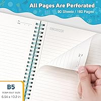 Vista 2 de Spiral Notebook, 6 Pack Notebooks College Ruled with Pockets, B5 Lined Spiral Journal Notebook, 480 Perforated Pages 100gsm Thick Paper, Cute