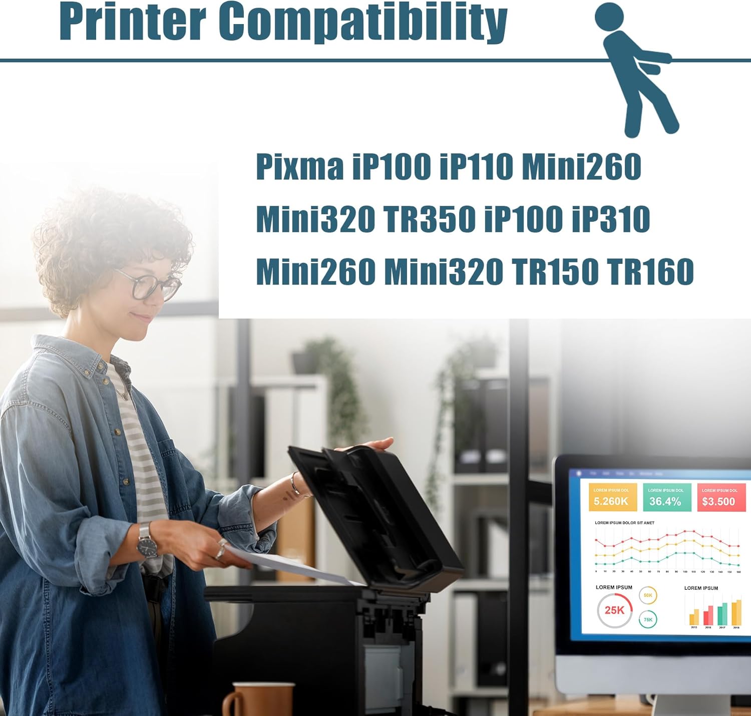PGI-35 CLI-36 Printer Ink Compatible Replacements for Canon 35 36 Ink Cartridges Work for Canon PIXMA TR150 TR160 IP110 IP100 (6 BK and 5 Tri-Color for tr160, tr150 Ink)