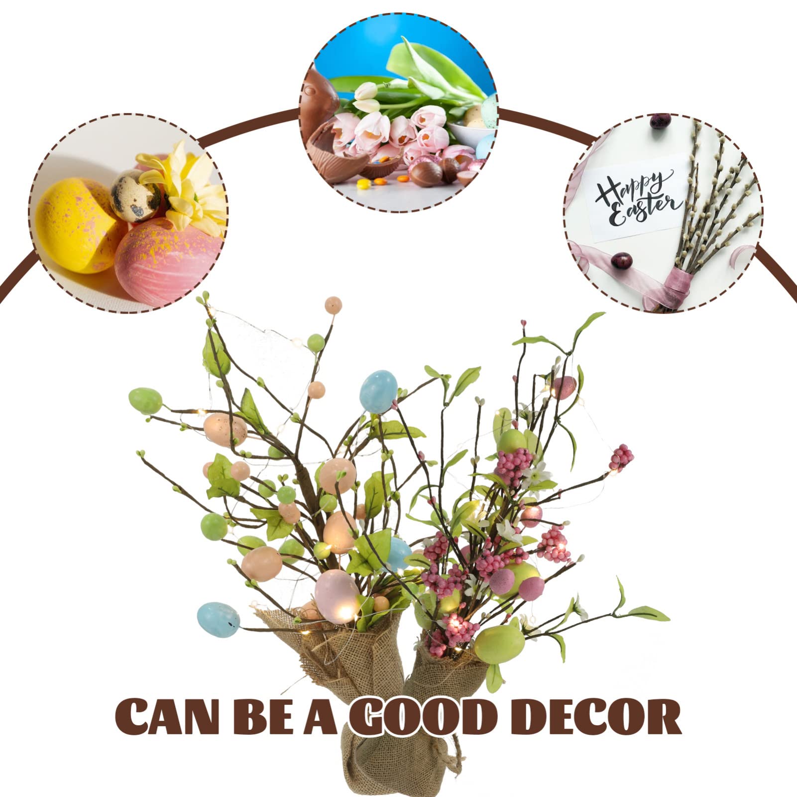 PRETYZOOM Decorazioni Per Lalbero Di Pasqua 2 Pezzi Ornamento Realistico Per Lalbero Decorazioni Pasquali Illuminate A Led Per Ragazzi E Ragazze