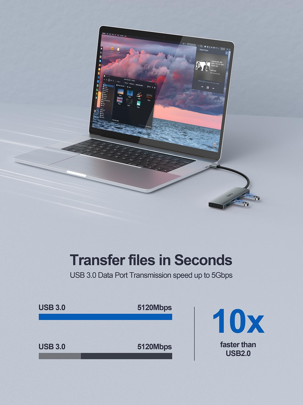 USB Hub Mit 4 Ports Und Einzelnen Schaltern – USB 3.0 Splitter Für Laptop, PC, MacBook
