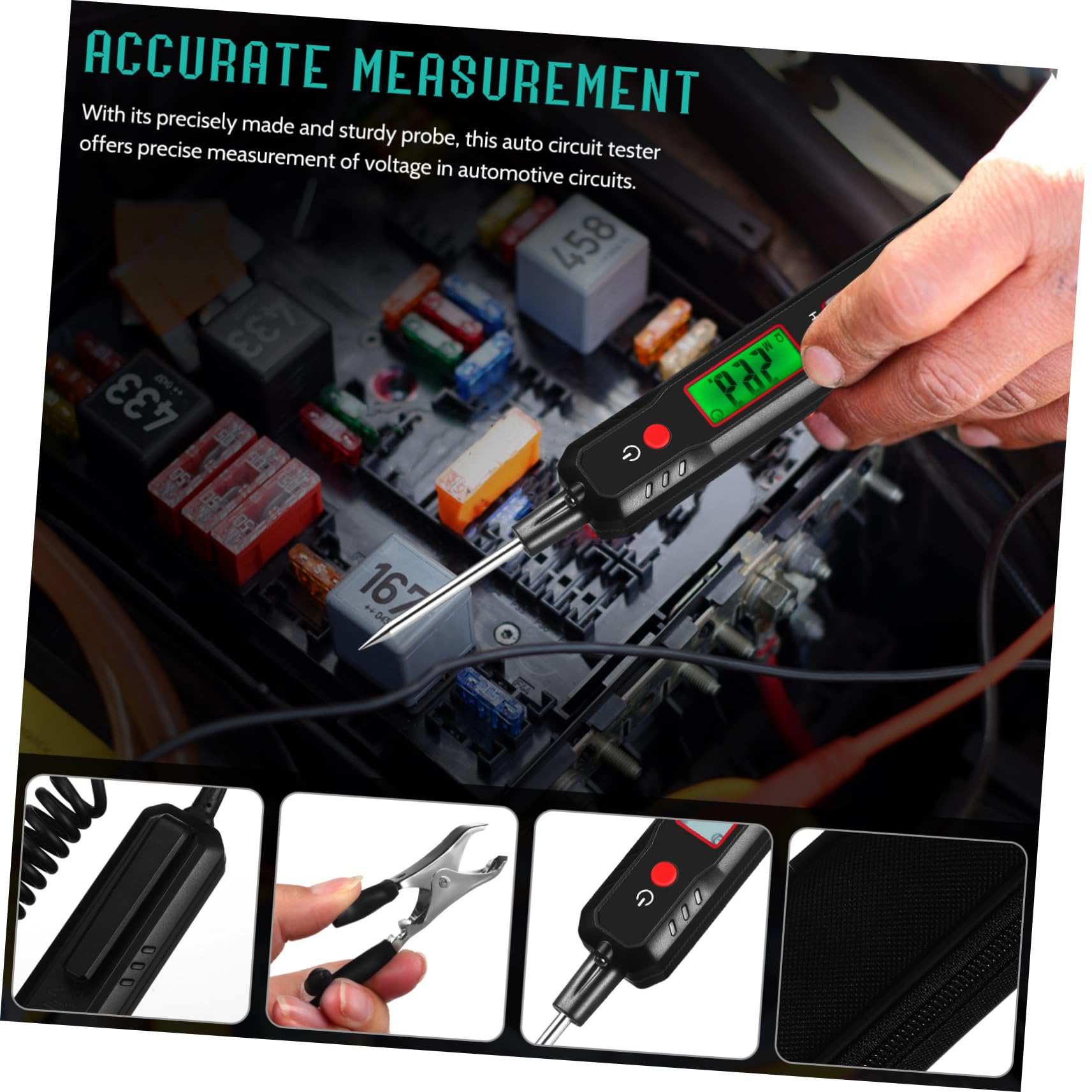 Artibetter Probador De Luz Automotriz Comprobador De Voltaje Cable De Resorte Construcción Duradera