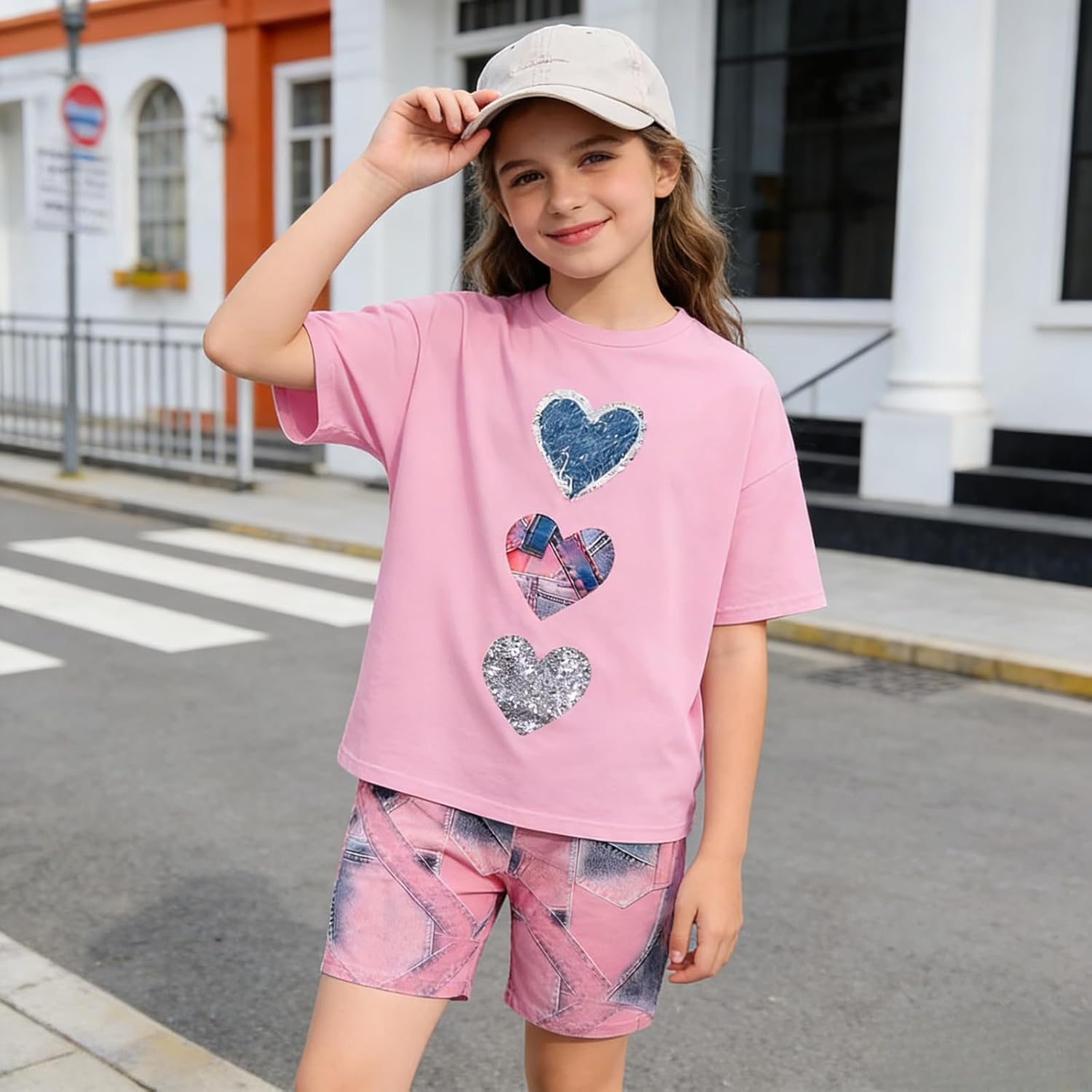 Size 7-14 Girls Summer Clothes 2 Piece Casual Short Sleeve T-Shirt & Short Set Teen Girls Summer Vacation Outfits - Image 3