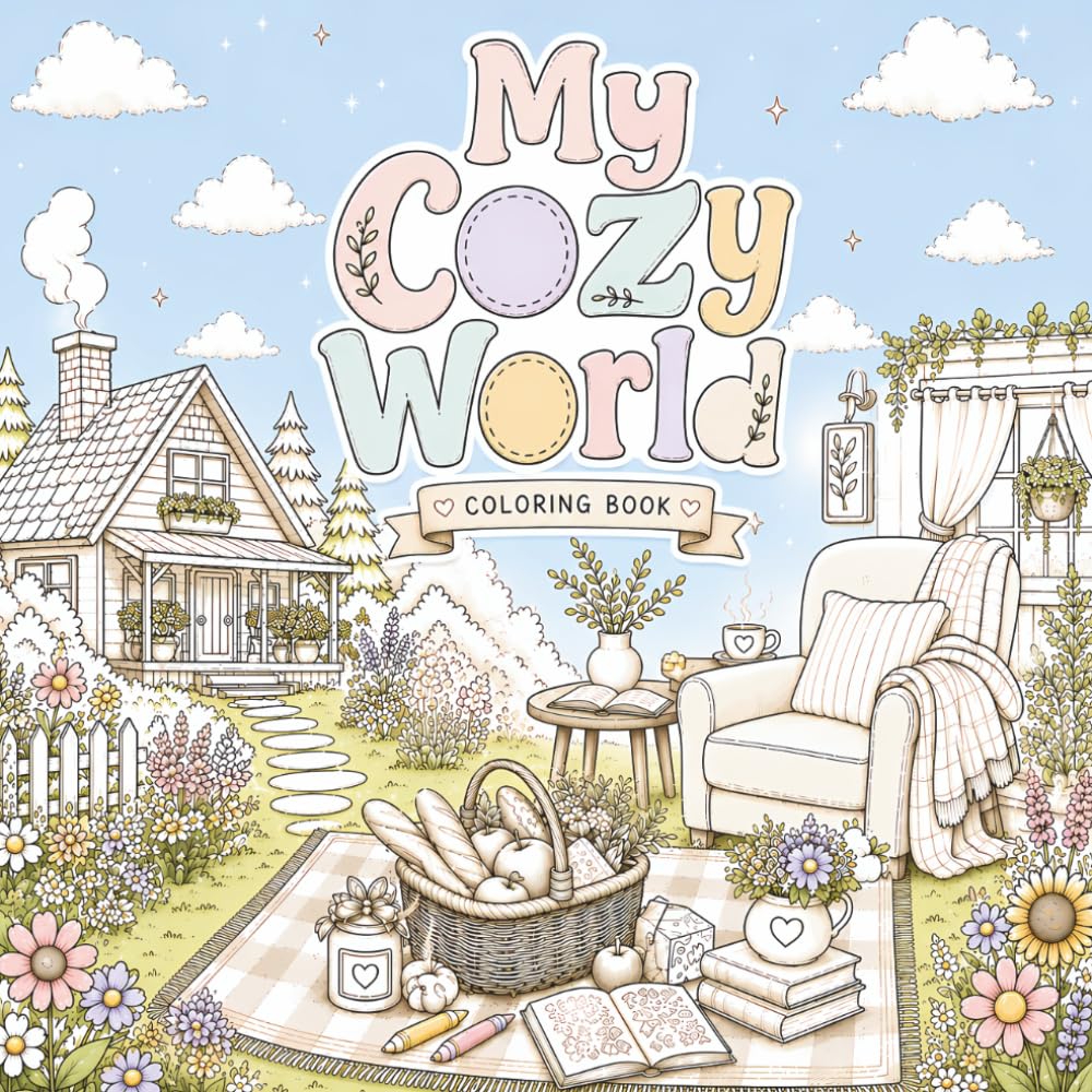 My Cozy World: Cozy Scenery and Sweet Moments, Easy and Fun Coloring Pages for Everyone