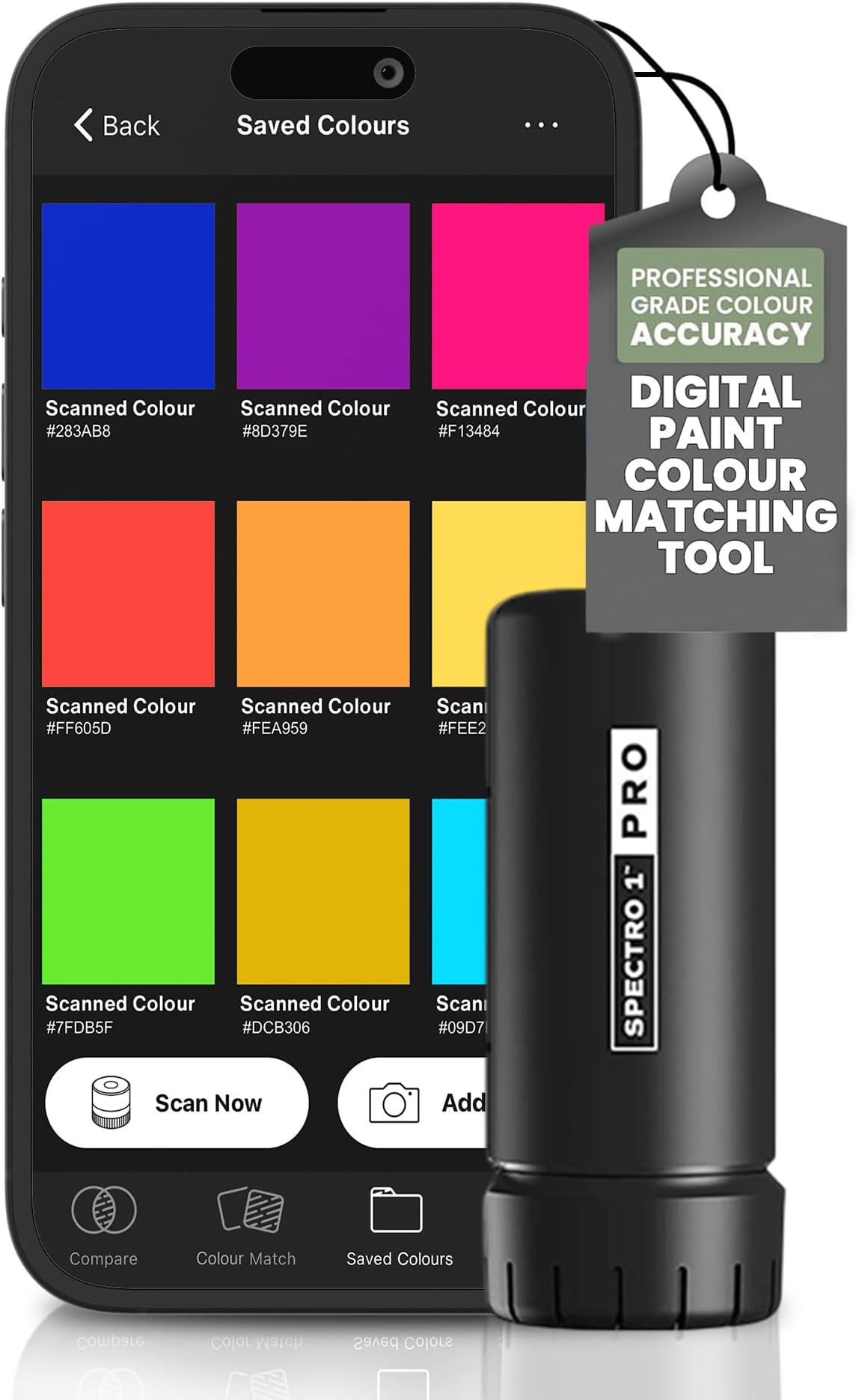 Spectro 1 Pro – Handheld Spectrophotometer & Colour Matching Tool (Not Impacted by Sheen or Gloss) Measures True Colour, Connects via Wireless & Includes RAL, Sherwin-Williams, Benjamin Moore & More