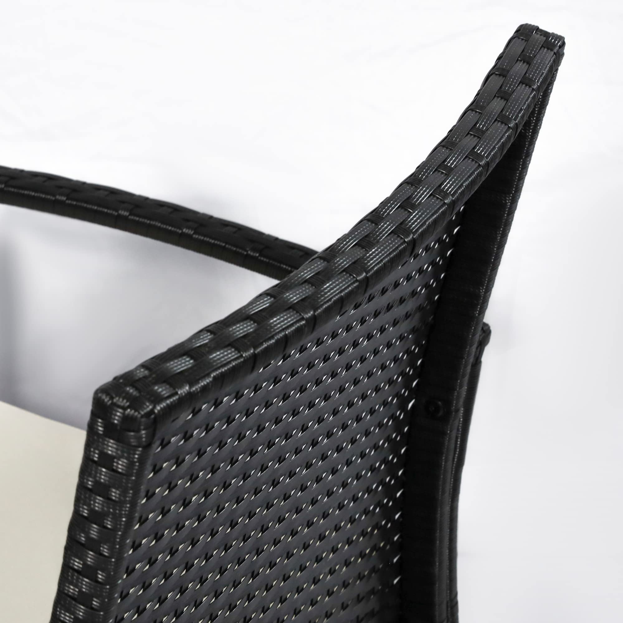 Outsunny Set da Giardino 4 Pezzi in Rattan PE, Salotto da Giardino con Tavolino da Giardino 75x40x38 cm, 2 Poltroncine 57x60x77 cm e Divano 2 posti 108x60x77 cm, Nero e Crema