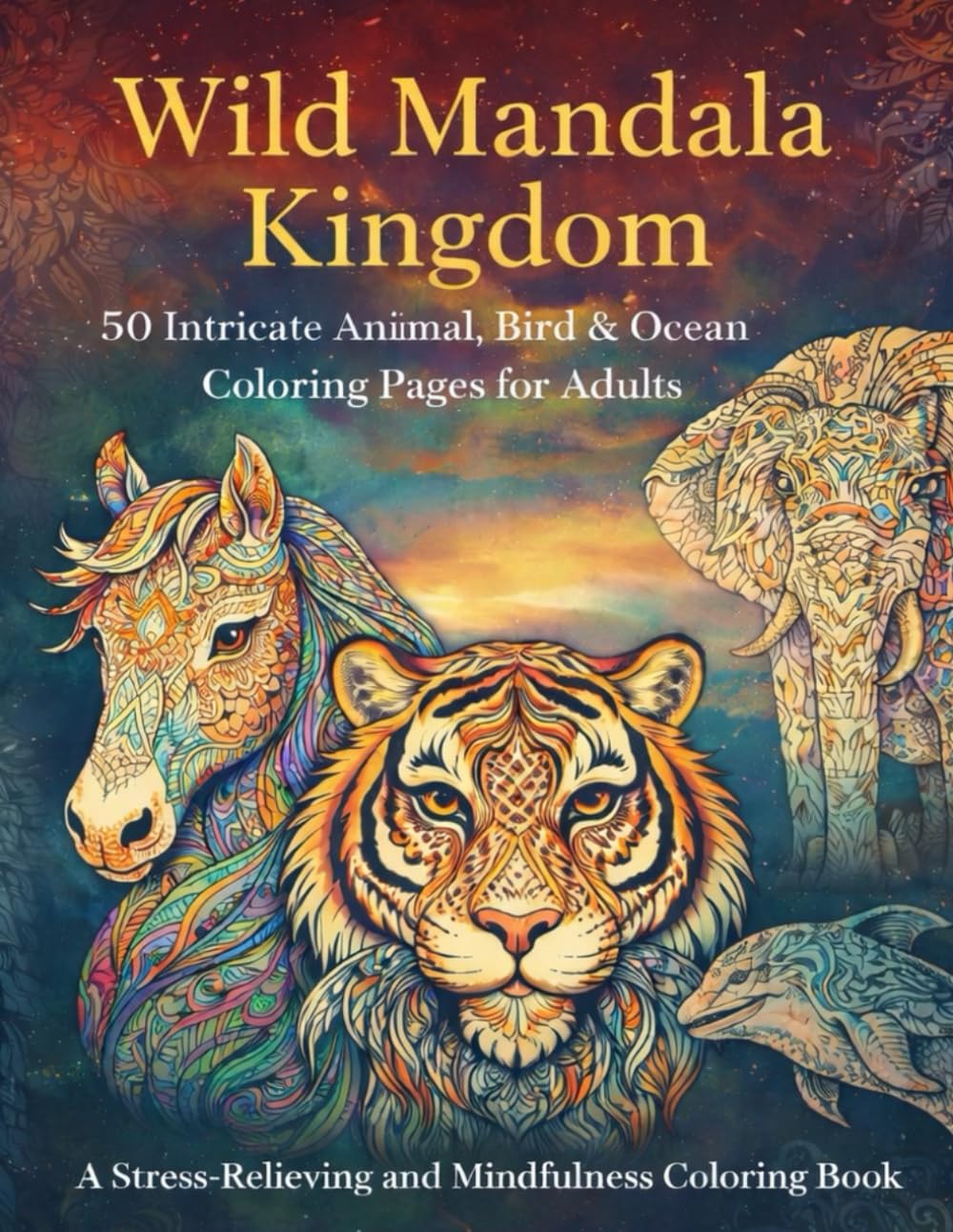 Wild Mandala Kingdom: A Stress-Relieving Coloring Book Featuring Detailed Mandala Designs of Animals, Birds & Sea Life for Relaxation and Mindfulness