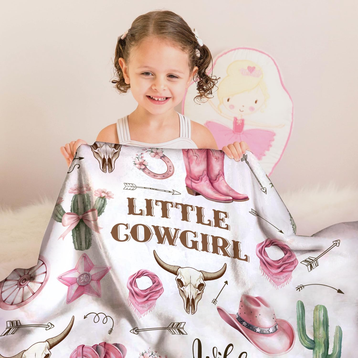 Pink Western Blanket, Western Decor for Nursery Room, Baby Blankets for Girls, Cowgirl Baby Blankets, Cowboy Baby Stuff, Soft Warm Lightweight Nursery Bed Blanket for Newborn Toddlers Daughter