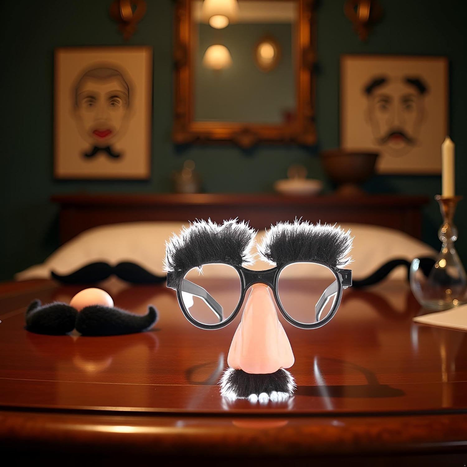 Funny Big Nose Glasses with Eyebrows and Mustache, Halloween Costume Accessory, Photo Prop