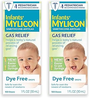 Gas Relief Drops for Infants and Babies, Dye Free Formula, 1 Fluid Ounce with Updated Syringe (2-Pack)