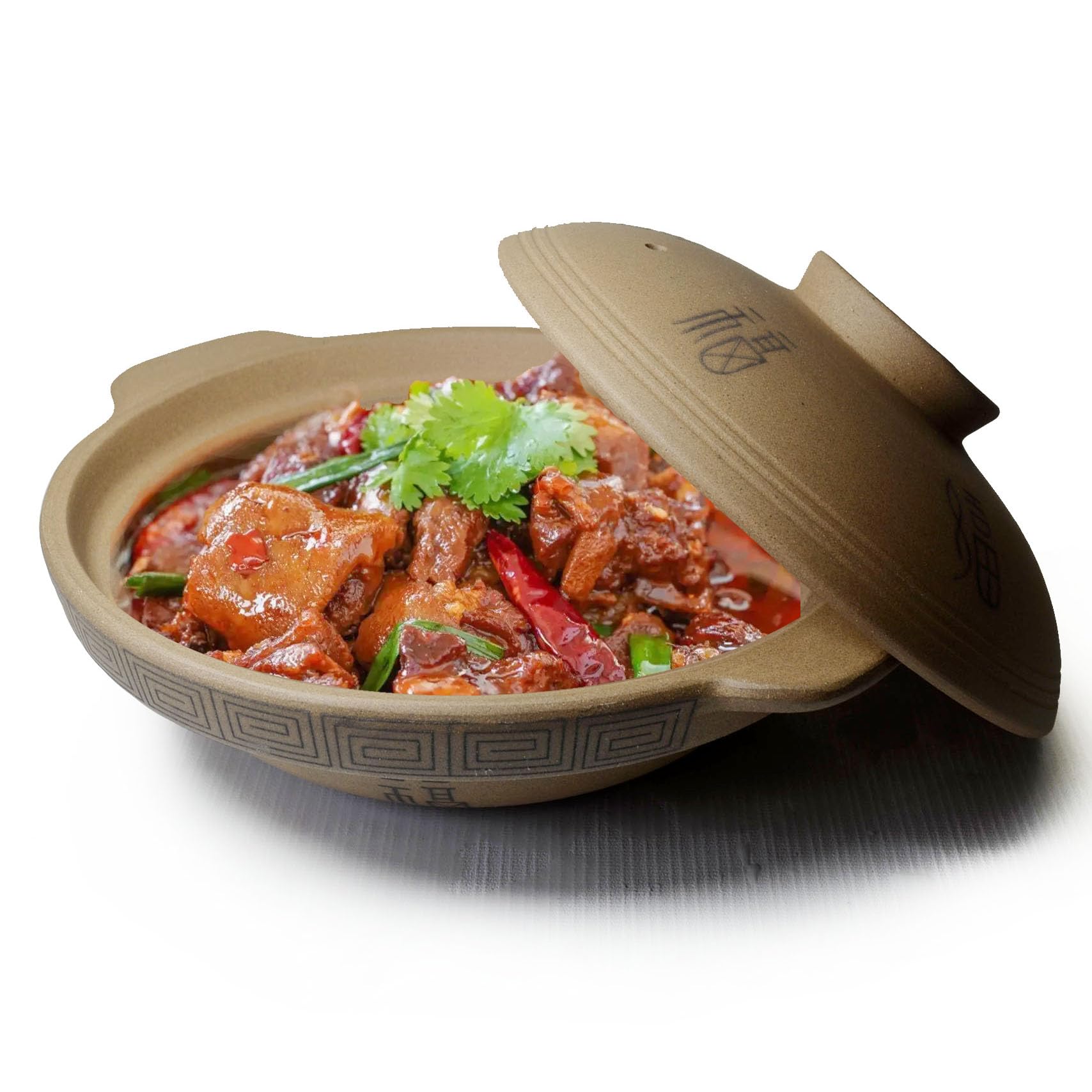 Casserole Pot Clay Bowl 40oz Red Shallow Pan for Cooking Dolsot Bibimbap Soup Baking Dishes Oven (Earthy yellow M)