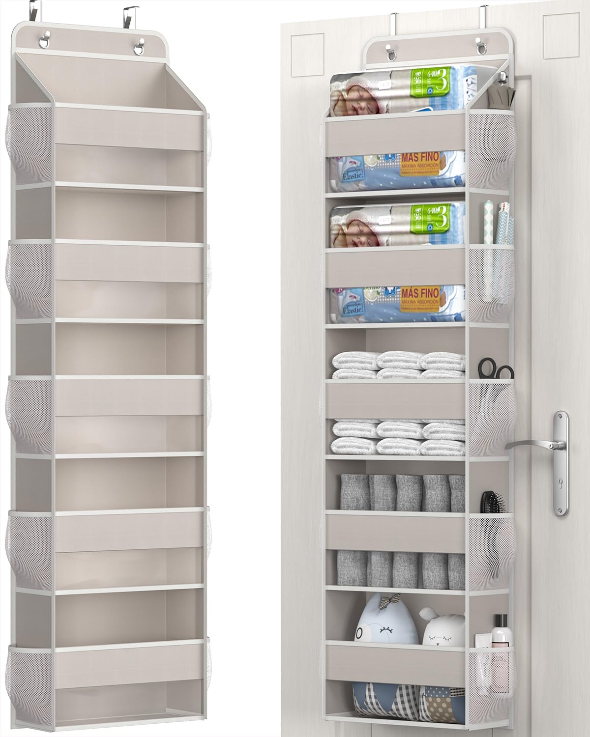 Hioya Over The Door Storage Organizer, RV Bathroom Organizer, Over The Door Organizer Camper Storage and Organization, 5 Shelf Hanging Over Door