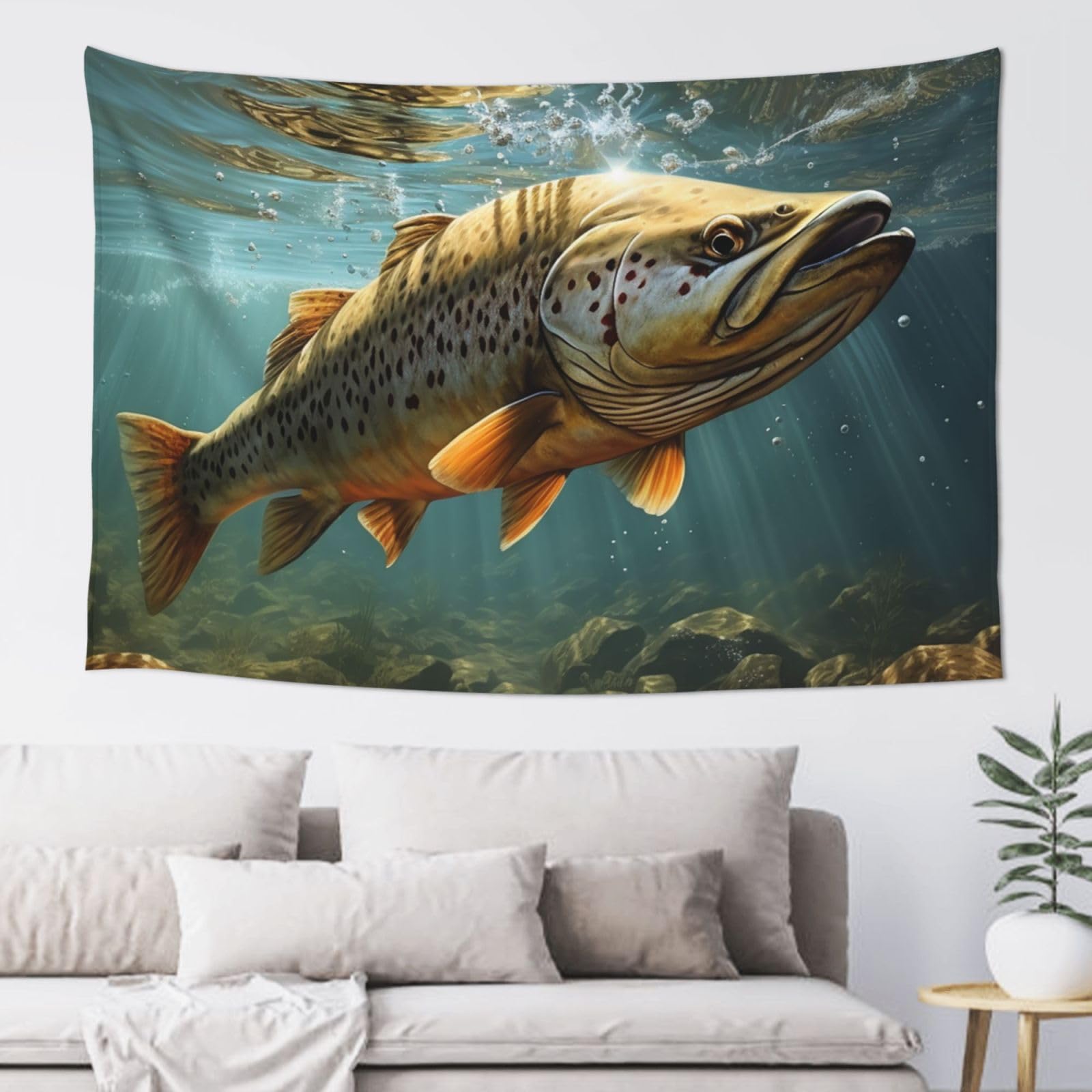 FodPand Fish Tapestry for Bedroom Aesthetic, Wall Hanging Tapestries Art Decor Backdrop Wall Tapestry for Dorm Living Room Funny Poster Party Banner Background 40" X 60"