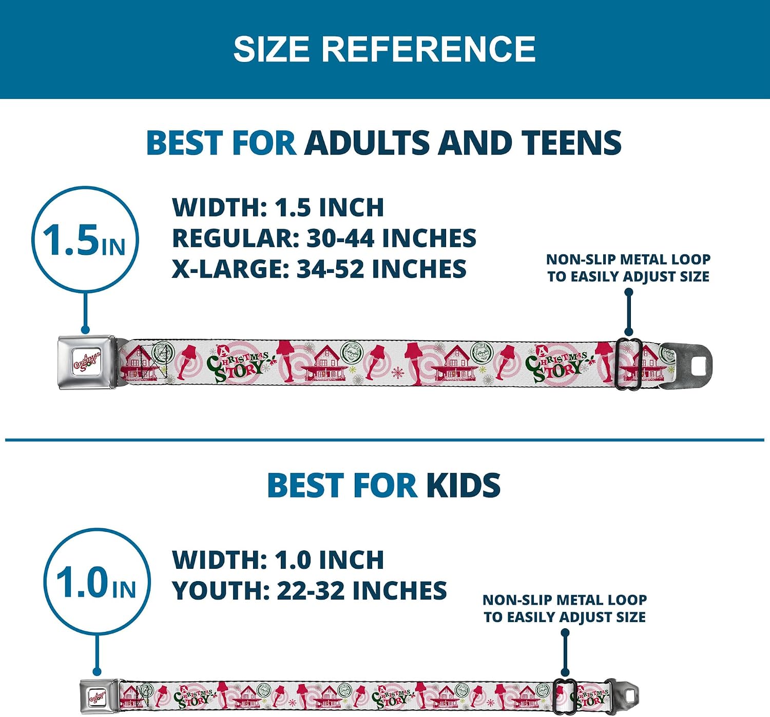 Buckle-Down Unisex Adult Buckle-down Seatbelt Belt a Christmas Story Regular