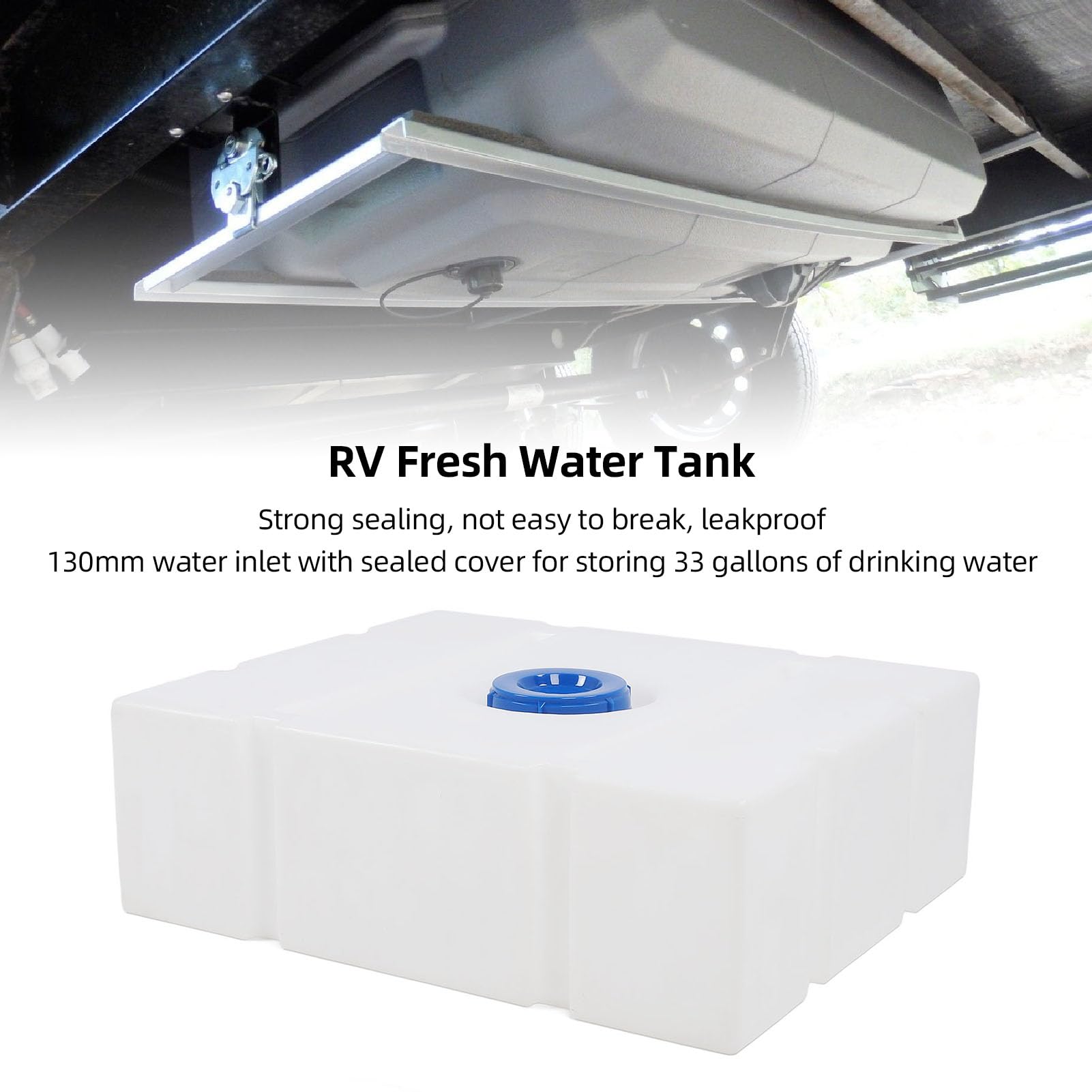 Locadenz 785 x 655 x 255 mm RV Frischwassertank, 33 Gallonen Lebensmittelqualität RV Wassertank, LLDPE Leckfestes Wasserbehältertank für Anhänger Boote Yachts