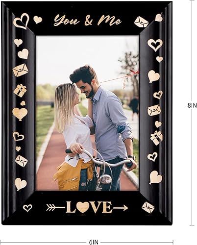 Miniatura 7 de WaaHome Marco de fotos de San Valentín You and Me, marco de fotos de madera con amor, regalo romántico de San Valentín, aniversario, cumpleaños para
