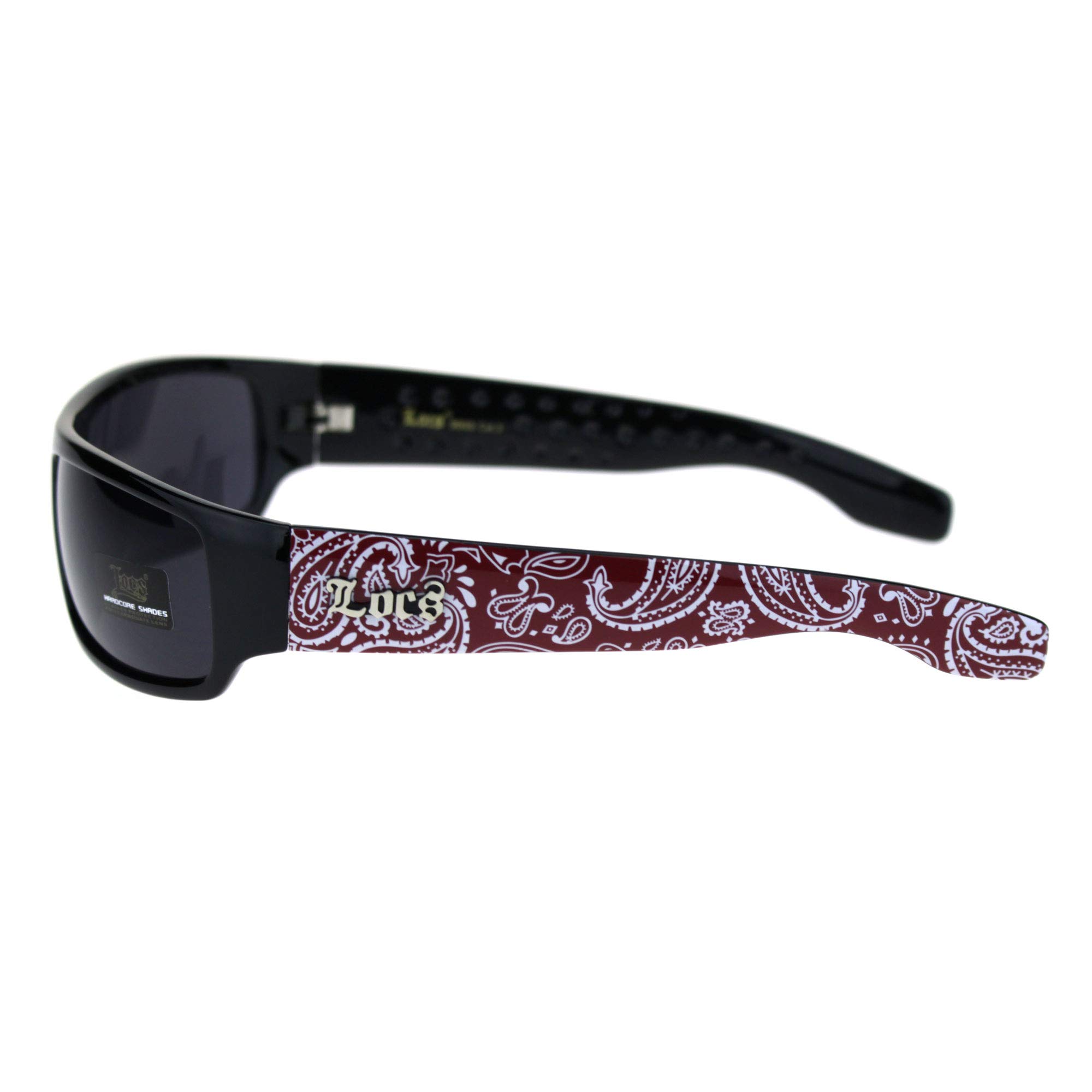 Locs Mad Dog Hardcore Gangster Cholo Narrow Rectangular Sunglasses Red Bandana