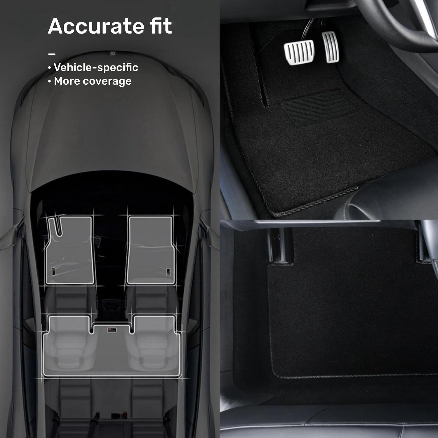 Extra Thick Quick Drying Carpet Floor Mats for 2024-2025 New Tesla Model 3, All-Weather Waterproof Anti-Slip Soundproof Floor Liners Rugs, Luxury Car Interior Accessories - Black 3pc