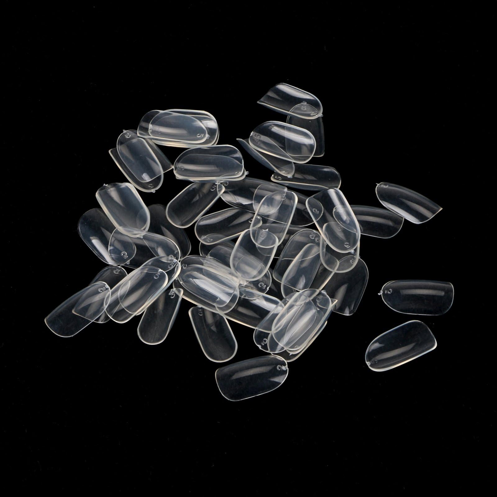 500pcs Clear Oval Head Round Full Cover False Hand Nails Tips Art