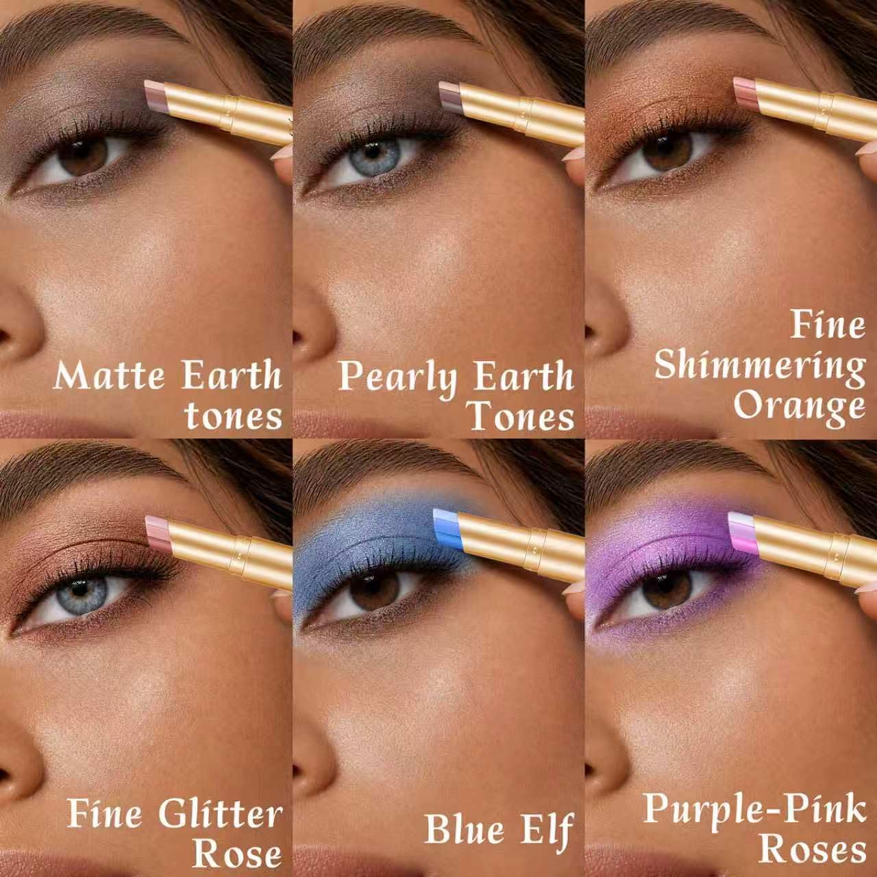 Set di 6 ombretti in stick, 3 colori, a lunga durata, impermeabili, con formula cremosa e vitamina E, per trucco giorno e notte, 35 g