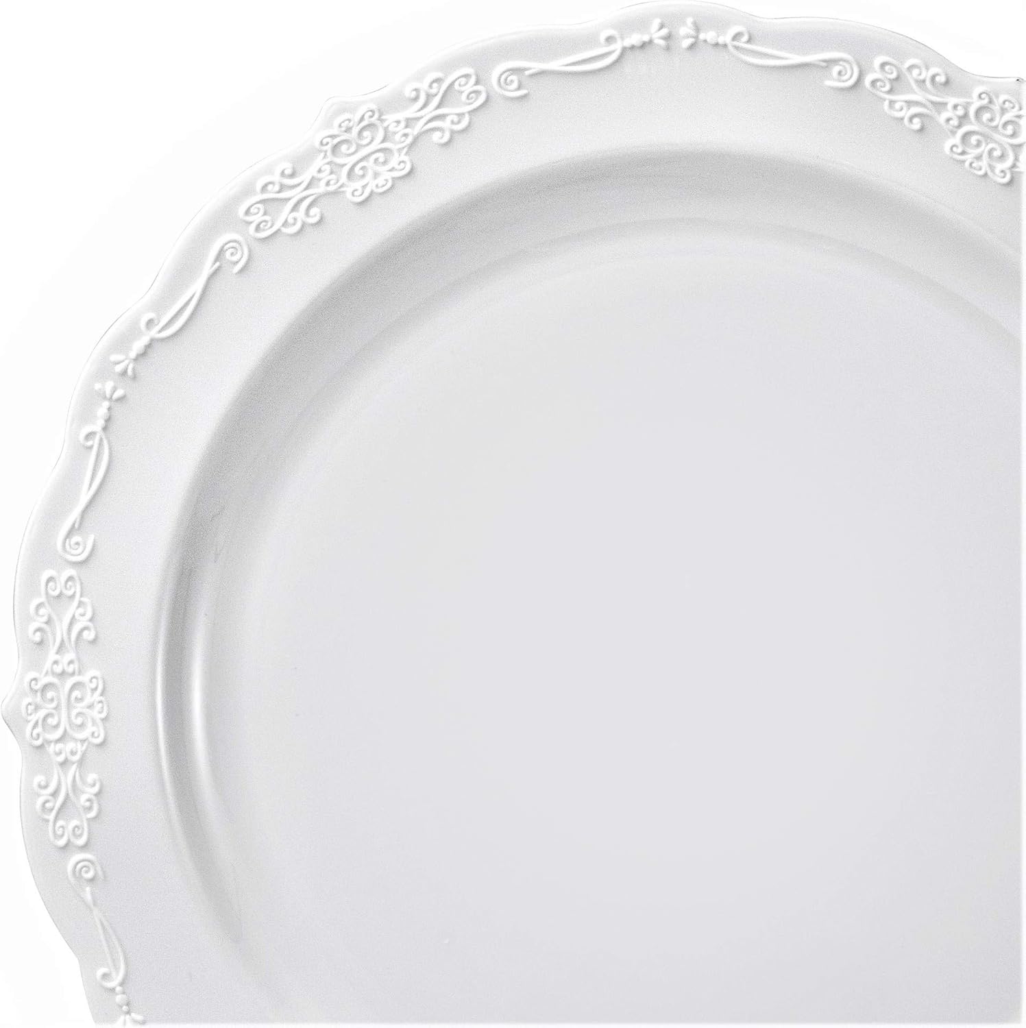 " OCCASIONS " 120 Plates Pack,(60 Guests) Vintage Wedding Party Disposable Plastic Plates Set -60 x 10'' Dinner + 60 x 7.5'' Salad/Dessert (Verona Plain White)